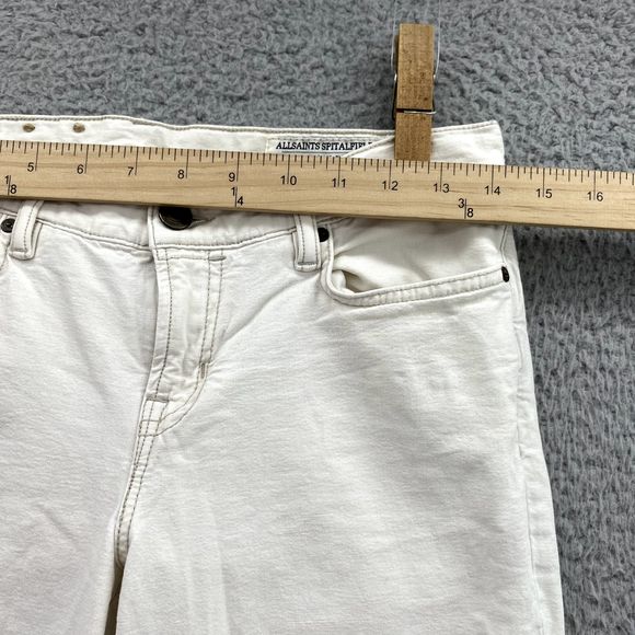 All Saints Spitalfields Paants Sz 28 White Skinny Stretch Jeans Anckle Zip Women - Picture 3 of 14